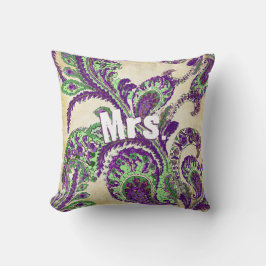 孔雀ペイズリー紫と緑の色を選択 ランバークッション