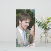 孔雀ペイズリー結婚の感謝フォトカード サンキューカード (スタンド正面)