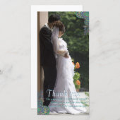 孔雀ペイズリー結婚の感謝フォトカード サンキューカード (正面/裏面)