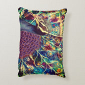 孔雀ボヘミアンアートカラフルボホパープル金ゴールド アクセントクッション (裏面(縦))