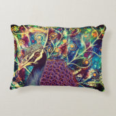孔雀ボヘミアンアートカラフルボホパープル金ゴールド アクセントクッション (裏面)