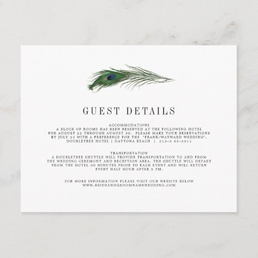 孔雀ポワス |の結婚ゲスト情報エンクロージャカード エンクロージャーカード (正面)