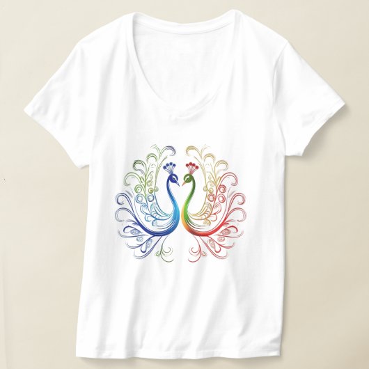 孔雀ミニマリストTシャツ Tシャツ (レイダウン)