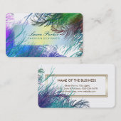 孔雀メイクアップアーティスト美容師ブルーフェザー 名刺 (正面/裏面)