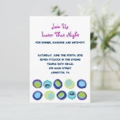 孔雀モダンバーバルミツワー返信カード 招待状 (スタンド正面)