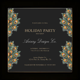 孔雀モダン羽クリスマス企業のパーティー 招待状