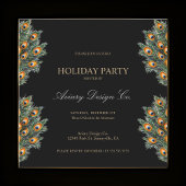 孔雀モダン羽クリスマス企業のパーティー 招待状