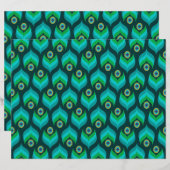 孔雀モダン羽パターンパーティー紙 (正面/裏面)