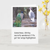 孔雀ユーモアのある誕生日カード カード (黄色い花)