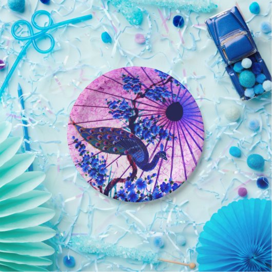 孔雀ヨモギさくらんぼ ペーパープレート (パーティー)