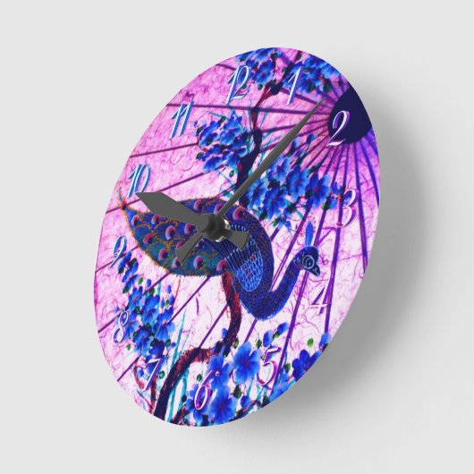 孔雀ヨモギさくらんぼ ラウンド壁時計 (傾斜)