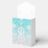 孔雀ロマン結婚ティックのハートとアクアブルー フェイバーボックス (オープン)