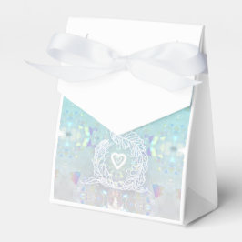 孔雀ロマン結婚ティックのハートとアクアブルー フェイバーボックス