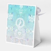 孔雀ロマン結婚ティックのハートとアクアブルー フェイバーボックス (裏面サイド)