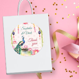 孔雀ロータス結婚インディアン感謝していのお願い ラウンドシール