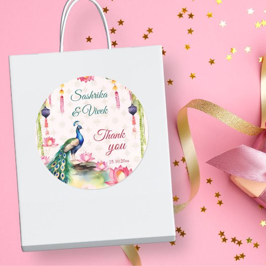 孔雀ロータス結婚インディアン感謝していのお願い ラウンドシール