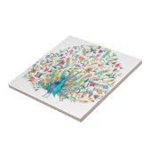 孔雀ヴィンテージイラストレーションセラミックタイル タイル (側面)