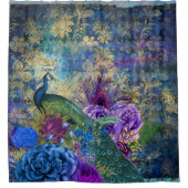 孔雀ヴィンテージルックシャワーカーテンバスカーテン シャワーカーテン (正面)