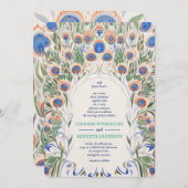 孔雀ヴィンテージ枠 |モノグラム結婚ズ 招待状 (正面/裏面)