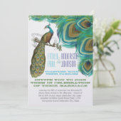 孔雀ヴィンテージ羽と孔雀 招待状 (スタンド正面)