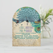 孔雀ヴィンテージ羽と孔雀 招待状 (スタンド正面)