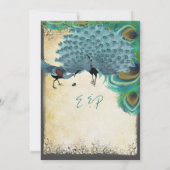 孔雀ヴィンテージ羽毛スワール焼けエッジ羊皮紙 招待状 (裏面)