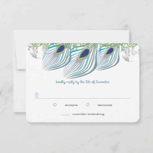 孔雀ヴィンテージ3羽ありがとう 出欠カード (裏面)