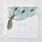 孔雀ヴィンテージ3羽と孔雀 招待状 (裏面)