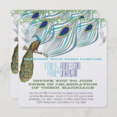 孔雀ヴィンテージ3羽と孔雀 招待状 (正面/裏面)