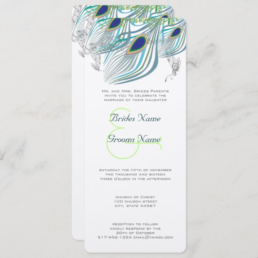 孔雀ヴィンテージ3羽 招待状 (正面/裏面)