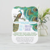 孔雀ヴィンテージ4羽ダイカット結婚ズ 招待状 (スタンド正面)