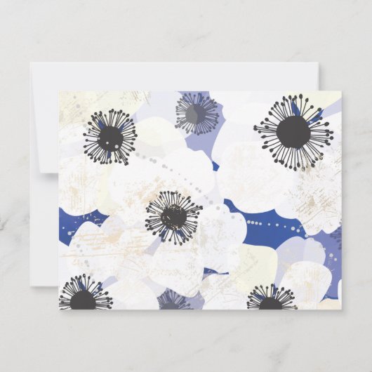 孔雀及びアネモネの花のバルミツワーの応答カード 出欠カード (裏面)