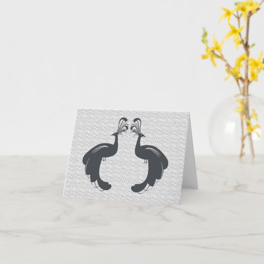 孔雀及び小石Notecard カード (黄色い花)