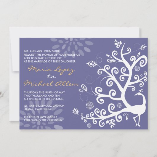 孔雀愛鳥の結婚式招待状の婚約 招待状 (正面)