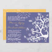 孔雀愛鳥の結婚式招待状の婚約 招待状 (正面/裏面)