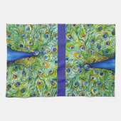 孔雀手タオルとしてかわいらしい孔雀のふきん キッチンタオル (横)