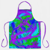 孔雀抽象芸術水彩画 エプロン (正面)