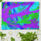 孔雀抽象芸術水彩画 キッチンタオル (折り畳み)