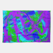 孔雀抽象芸術水彩画 キッチンタオル (横)