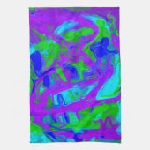 孔雀抽象芸術水彩画 キッチンタオル (縦)