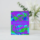 孔雀抽象芸術水彩絵葉書 ポストカード (スタンド正面)