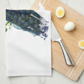 孔雀素晴らしとハート華美の花枠 キッチンタオル (四つ折り)