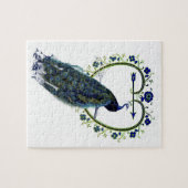 孔雀素晴らしとハート華美の花枠 ジグソーパズル (横)