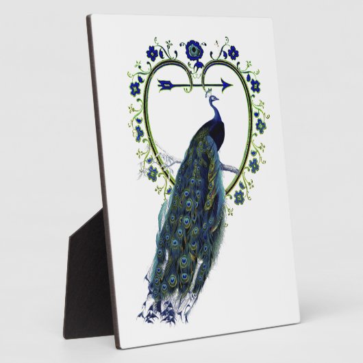 孔雀素晴らしとハート華美の花枠 フォトプラーク (側面)