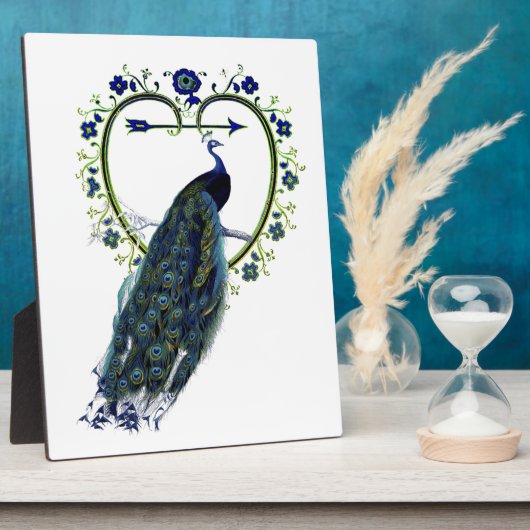 孔雀素晴らしとハート華美の花枠 フォトプラーク (側面)