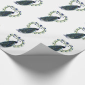 孔雀素晴らしとハート華美の花枠 ラッピングペーパー (角)