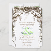 孔雀素朴ヴィンテージラブバード 招待状 (正面)