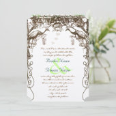 孔雀素朴ヴィンテージラブバード 招待状 (スタンド正面)