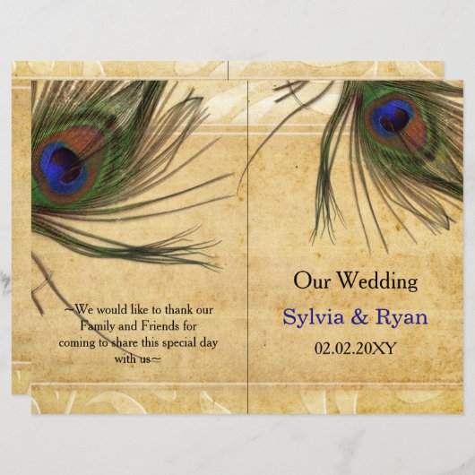 孔雀素朴羽本折り結婚式 プログラム (正面/裏面)