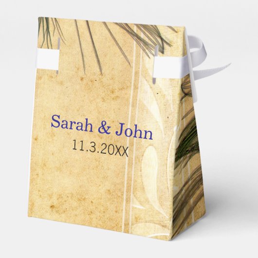 孔雀素朴羽結婚式の引き出物箱 フェイバーボックス (裏面サイド)